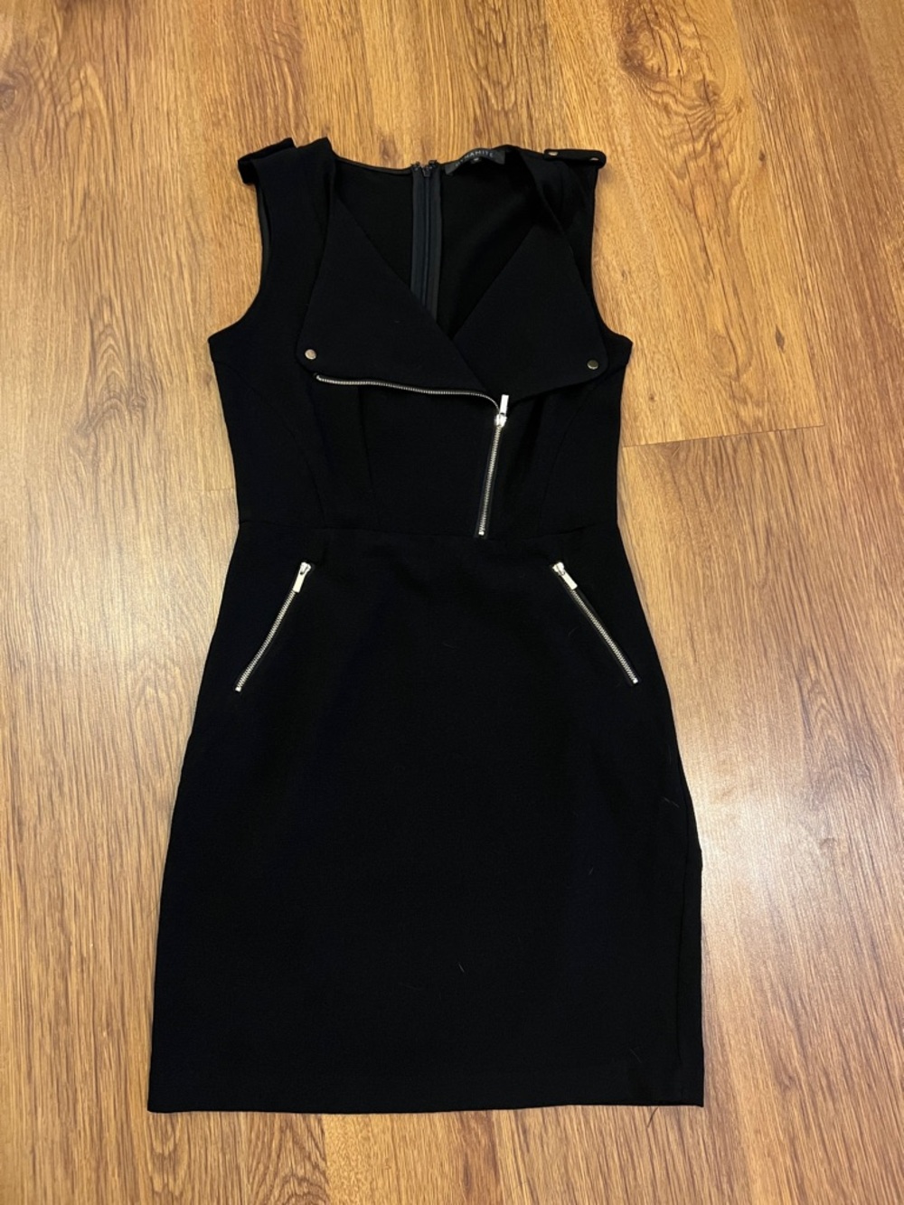 Dynamite Black Sleeveless Mini Dress with Gold Zippers